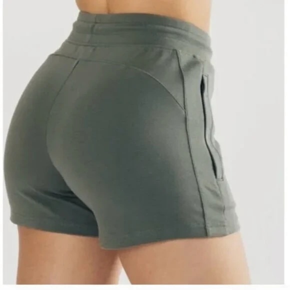 Alphalete Women's Essential Core Shorts Charcoal Gray Drawstring Pockets Stretch - Picture 6 of 7